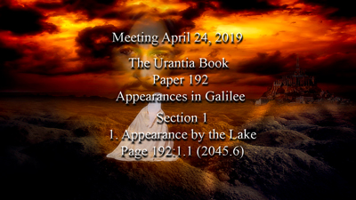 Paper 192 - Appearances in Galilee